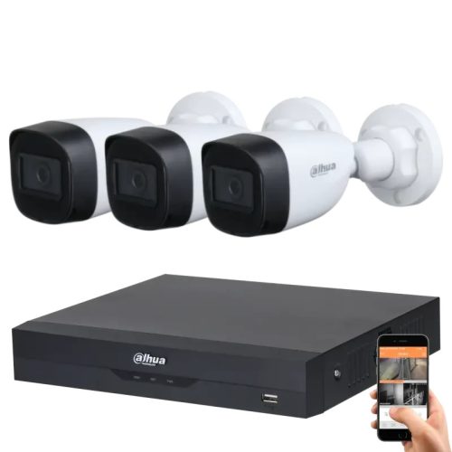 Dahua 5 Megapixel 3 bullet camera system with 30 m viewing distance