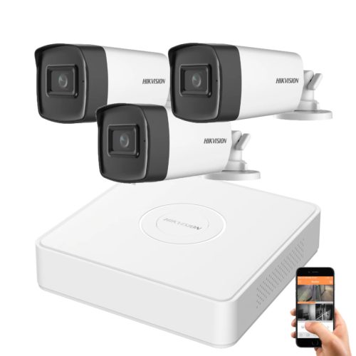 Hikvision 5 megapixel 3-camera system with 80 m viewing distance