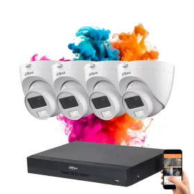 Dahua 4-dome camera 5MP CCTV system with colour night vision