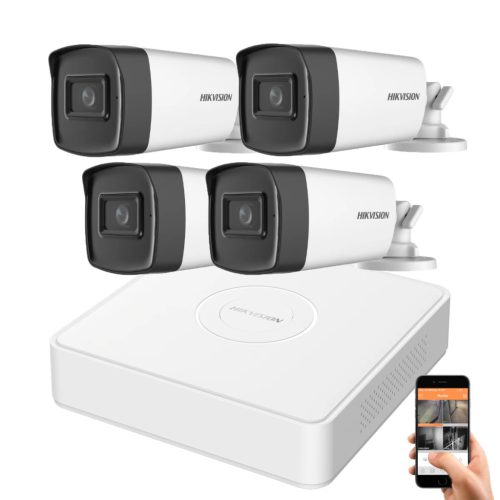 Hikvision 5 megapixel 4 bullet camera system with 40 m viewing distance