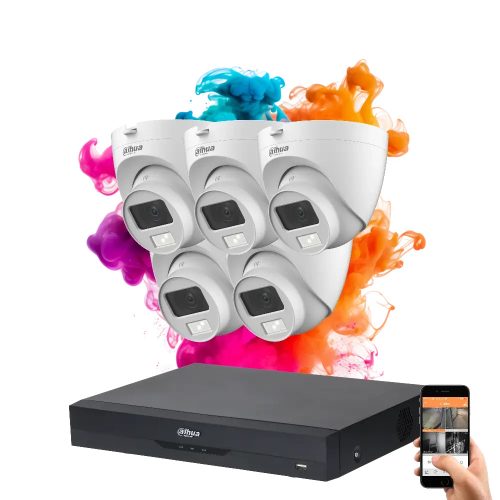Dahua 5-dome camera 5MP surveillance system with colour night vision