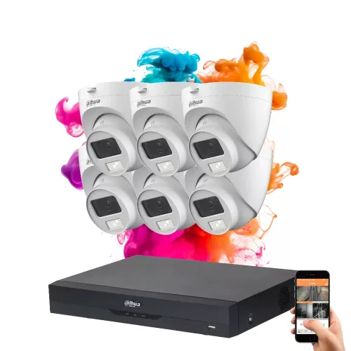 Dahua 6 dome camera 5MP surveillance system with colour night vision