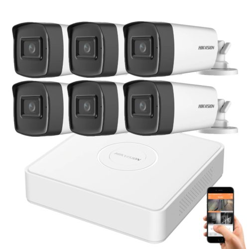 Hikvision 5 megapixel 6 bullet camera system with 40 m viewing distance