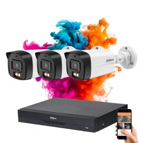   Dahua 3-camera IP security system with 4MP color night vision