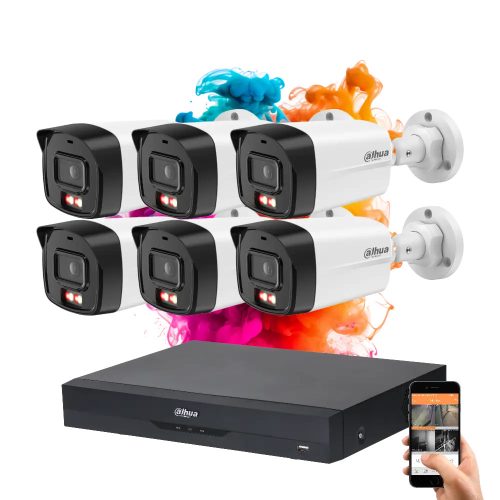 Dahua 6-camera IP security camera system 4MP with color night vision