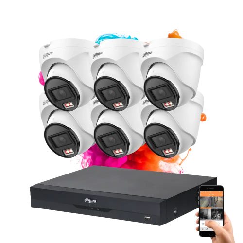 Dahua 6 dome security camera IP system with 4MP colour night vision