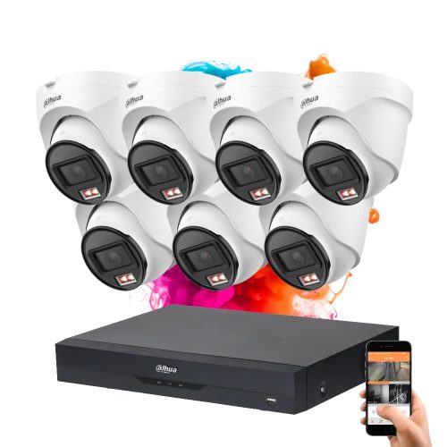 Dahua 7 dome security IP camera system 4MP with colour night vision