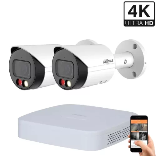 Dahua 2 Outdoor Camera IP System 8MP with Color Night Vision