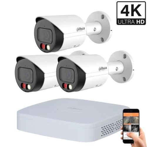 Dahua 3 outdoor camera IP surveillance system 8MP with colour night vision