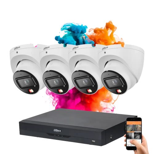 Dahua 4 dome security IP camera system 8MP with color night vision