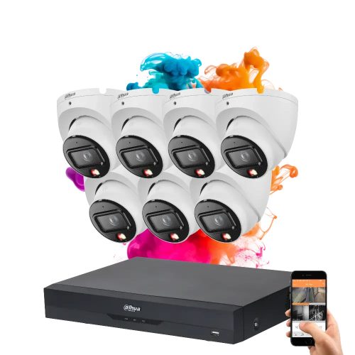 Dahua 7 dome security IP camera system 8MP with colour night vision