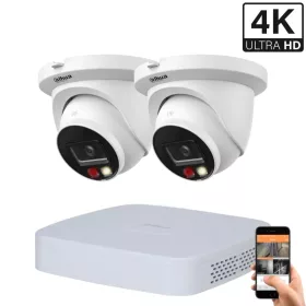   Dahua 2-dome outdoor IP camera system 8MP with color night vision