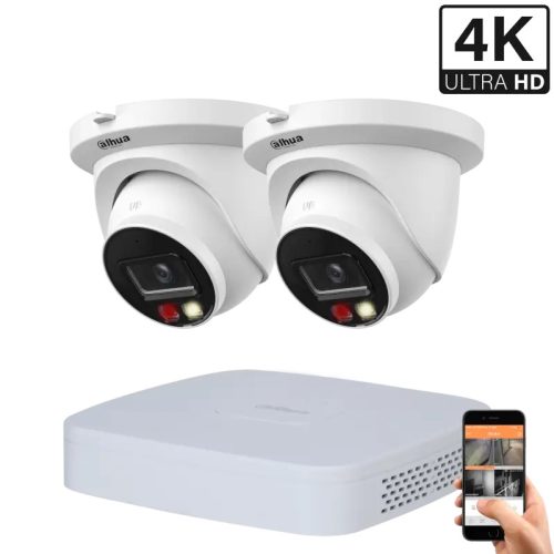 Dahua 2-dome outdoor IP camera system 8MP with color night vision