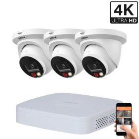   Dahua 3-dome outdoor IP camera system 8MP with colour night vision