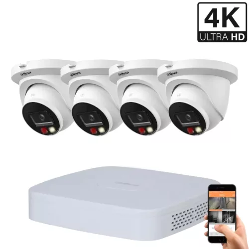 Dahua 4 dome outdoor IP camera system 8MP with colour night vision