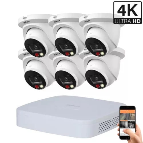 Dahua 6 dome outdoor IP camera system 8MP with colour night vision