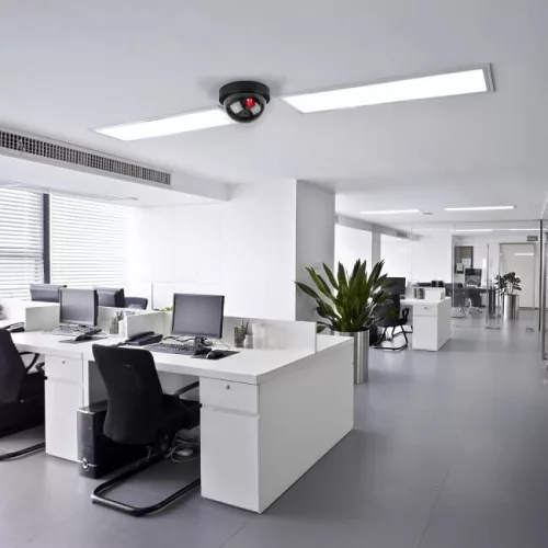 Black dome dummy camera with built-in red LED light