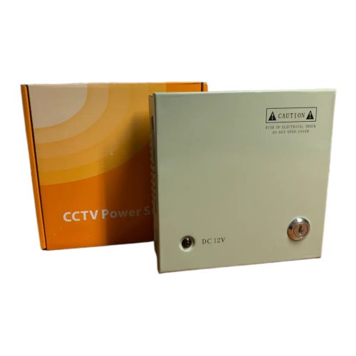 12V 5A power supply in lockable metal box with 4 power outputs