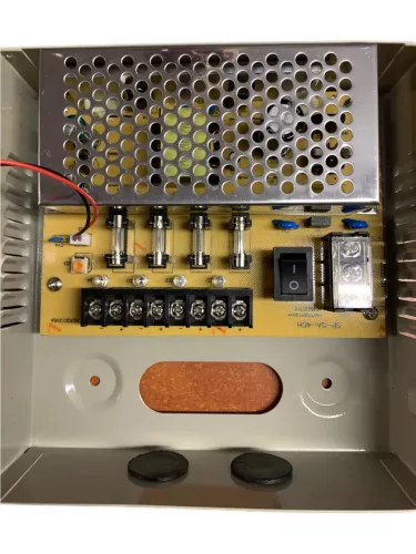 12V 5A power supply in lockable metal box with 4 power outputs