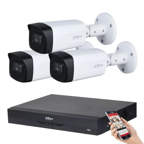 Dahua 3-Camera 5 MP Surveillance System Kit with 80 m Night Vision