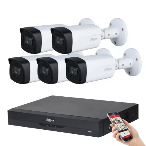 Dahua 5-camera 5MP security camera system kit with 80 m night vision