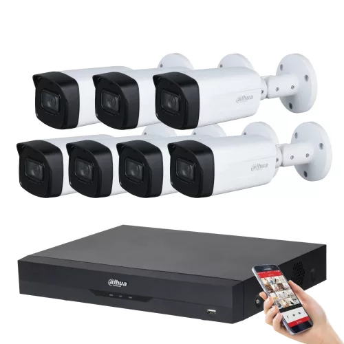 Dahua 7-camera 5MP CCTV system kit with 80 m night vision