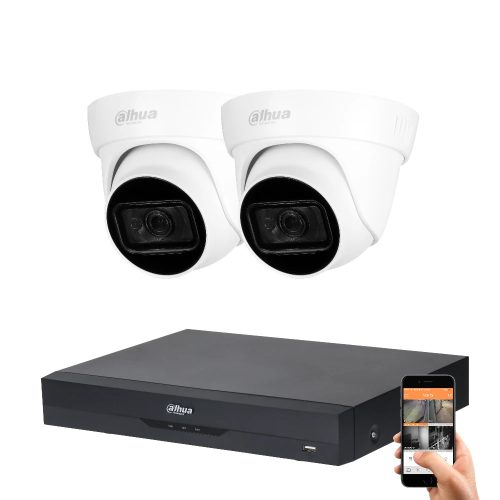 Dahua 2-dome camera 8MP 4K surveillance system kit with 30 m night vision