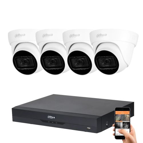 Dahua 4 dome camera 8MP 4K surveillance system kit with 30 m night vision