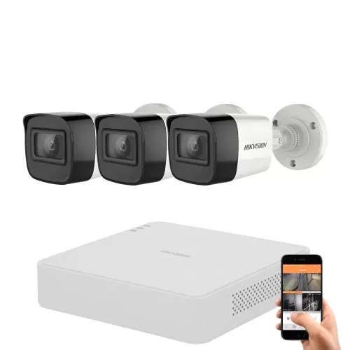 Hikvision 8 megapixel 3-camera security system with 30 m night vision