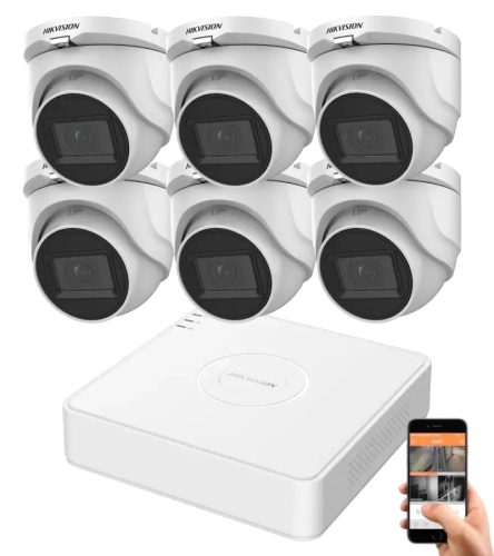 Hikvision 5 megapixel 6 dome camera system with 30 m night vision