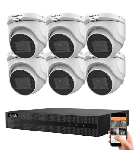 Hikvision HiLook 5 megapixel 6-dome camera system with 30 m night vision