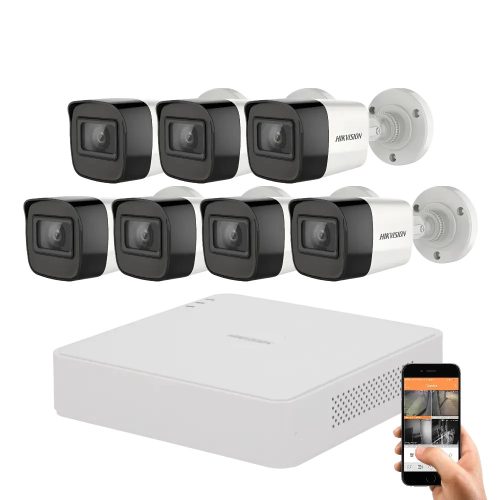 Hikvision 5 megapixel 7‑camera security system with 30 m night vision