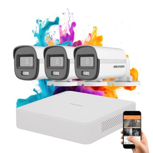 Hikvision ColorVu 3-camera security system with 5MP colour night vision