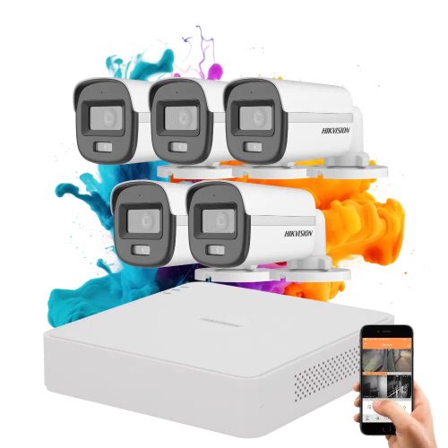 Hikvision ColorVu 5-camera security system with 5MP colour night vision