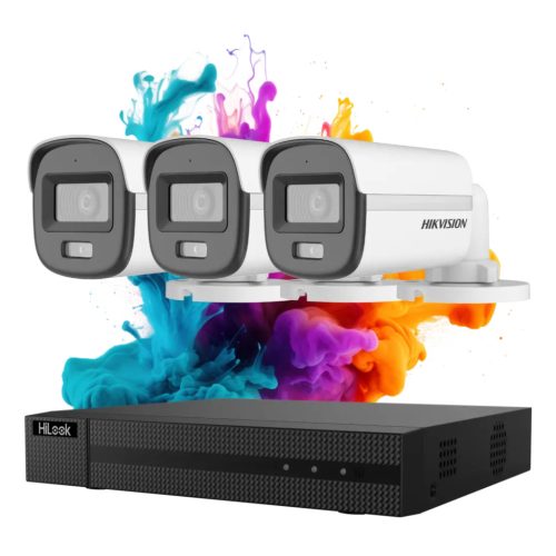 Hikvision HiLook ColorVu 3-camera security system with 5MP full-colour night vision