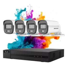   Hikvision HiLook ColorVu 4-camera security system with 5MP color night vision