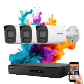   Hikvision ColorVu 3-camera IP surveillance system with 6MP colour night vision