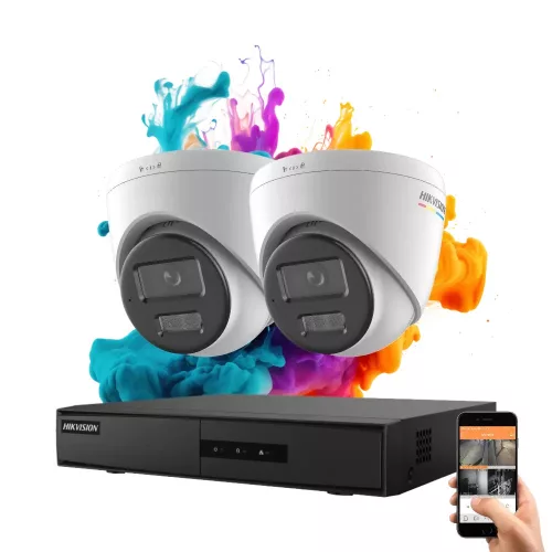 Hikvision ColorVu 2-camera IP dome camera system with 6MP colour night vision