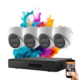   Hikvision ColorVu 4-camera IP dome camera system with 6MP color night vision