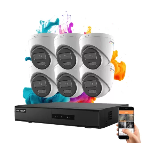 Hikvision ColorVu 6-camera IP dome camera system with 6MP colour night vision