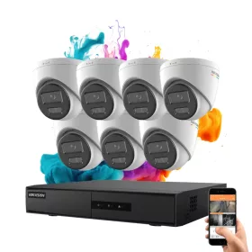   Hikvision ColorVu 7-camera IP dome system with 6MP colour night vision