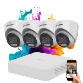   Hikvision ColorVu 4-camera security dome camera system with 5MP colour night vision