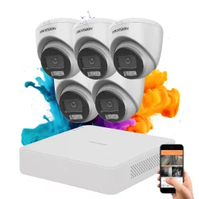   Hikvision ColorVu 5-camera dome security system with 5MP colour night vision