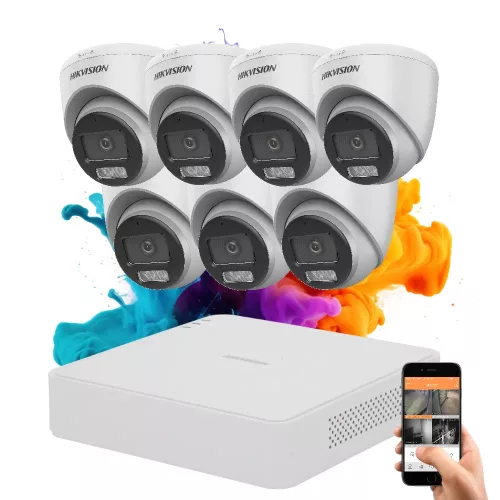 Hikvision ColorVu 7-camera dome security system with 5MP colour night vision