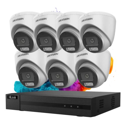 Hikvision HiLook ColorVu 7-camera dome security system 5MP with full-colour night view