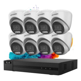   Hikvision HiLook ColorVu 8-camera dome security system 5MP with colour night vision