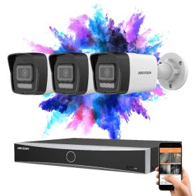   Hikvision 3-camera IP security system 8MP with colour night vision
