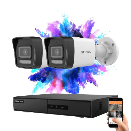 Hikvision 2-camera IP security system with 4MP color night vision