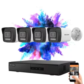   Hikvision 4-camera IP security system with 4MP color night vision