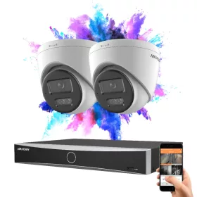   Hikvision 2-dome security IP camera system 8MP with color night vision